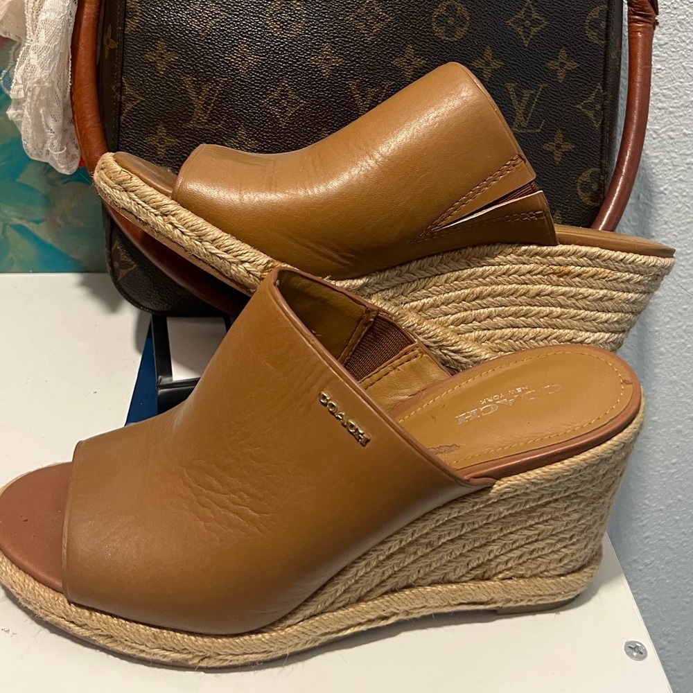 Brown Coach Wedge Sandals
